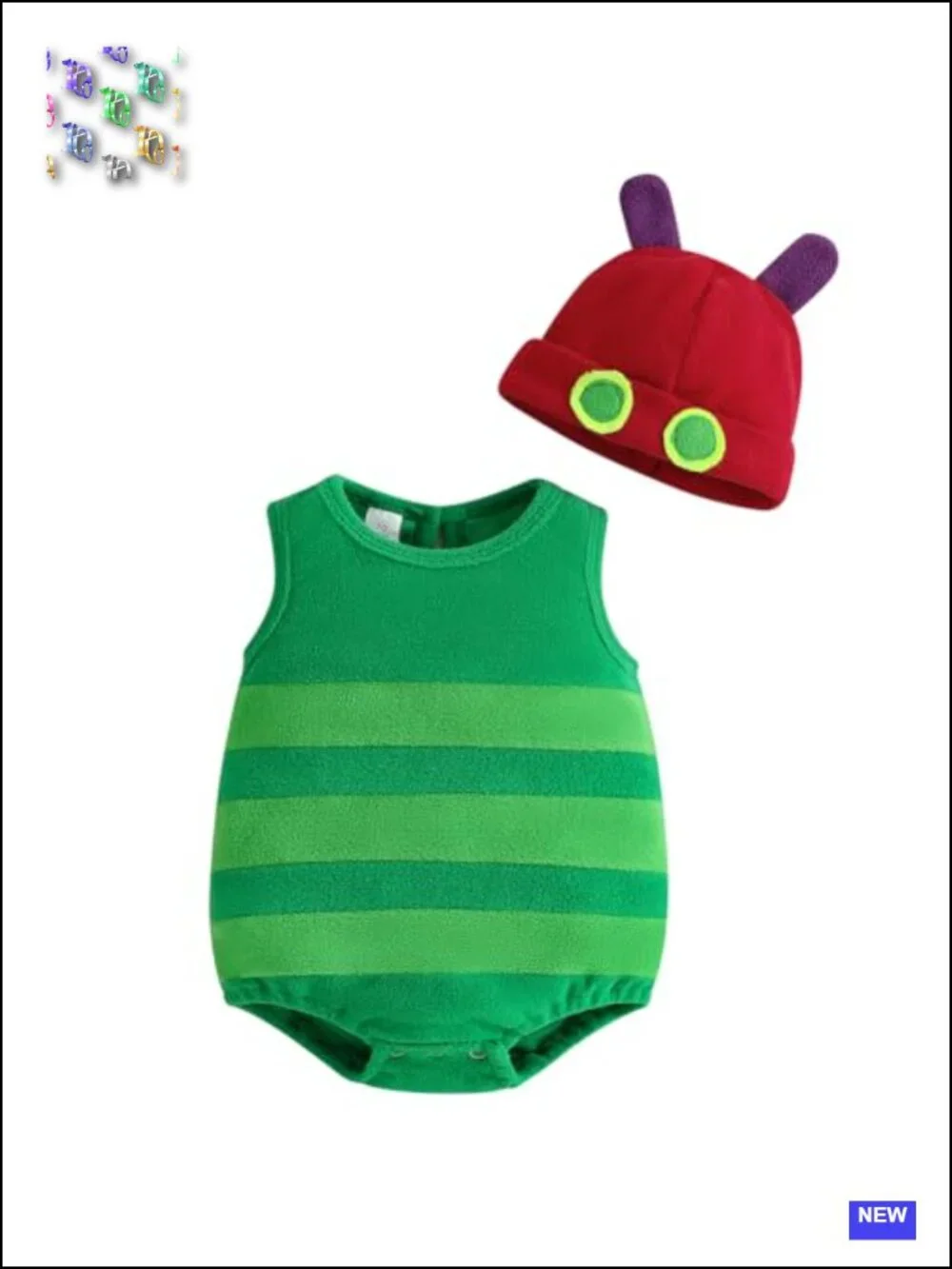 Infant Boys Girls Halloween Costume Sleeveless Striped Fleece Bodysuit and Hat